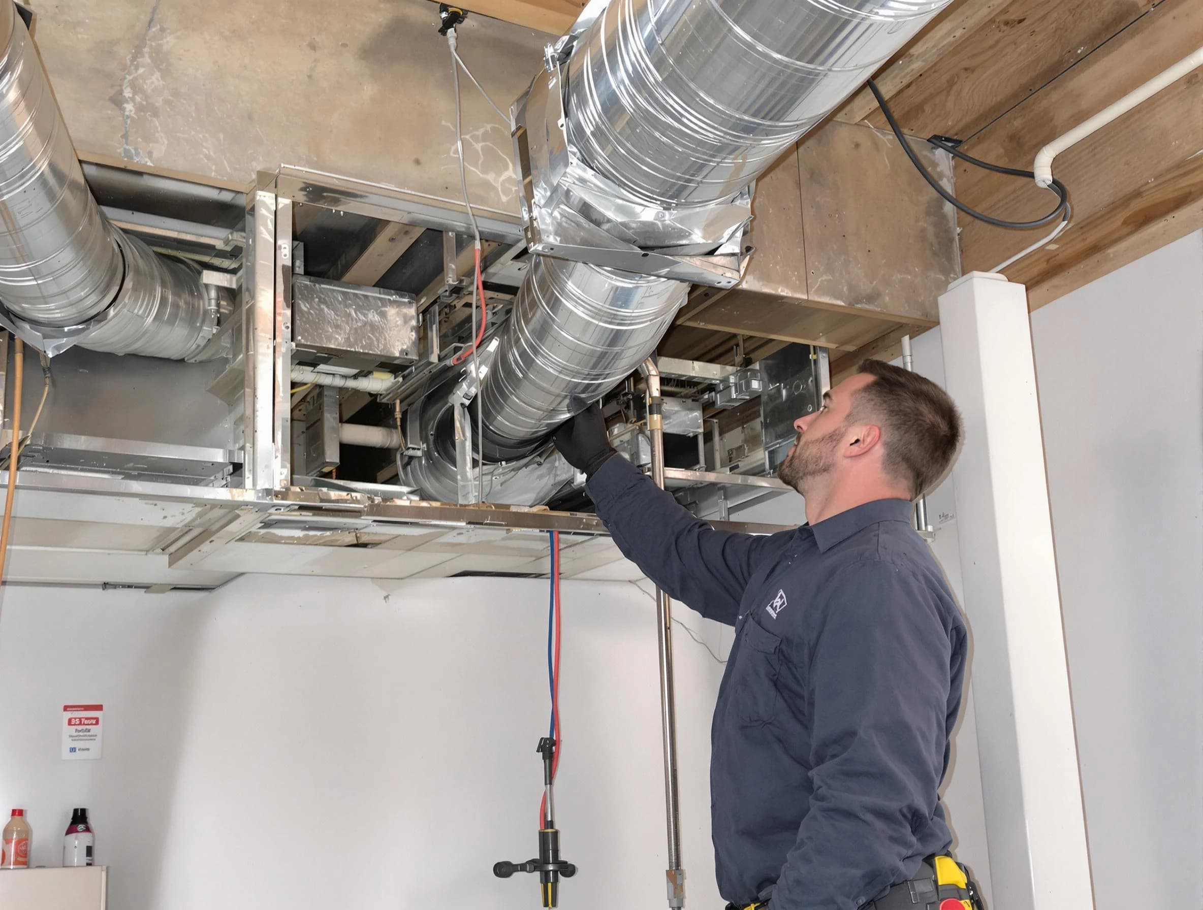 Gilbert Air Duct Cleaning technician performing professional air duct repair using specialized tools in Gilbert