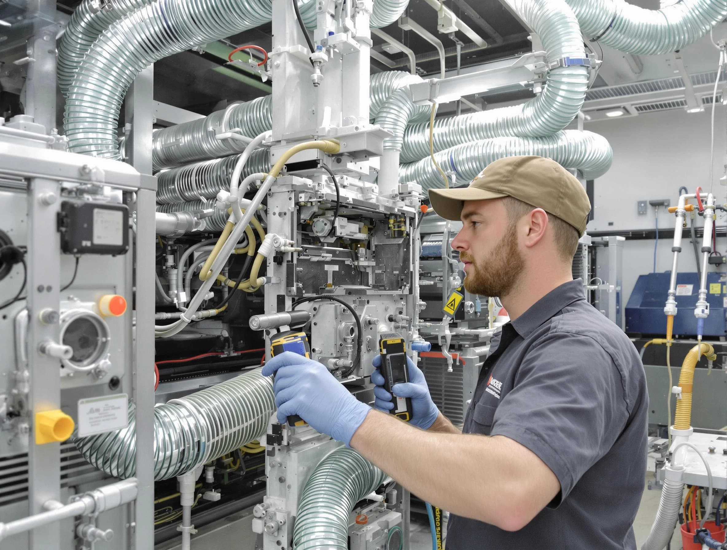 Gilbert Air Duct Cleaning technician performing precision commercial coil cleaning at a business facility in Gilbert