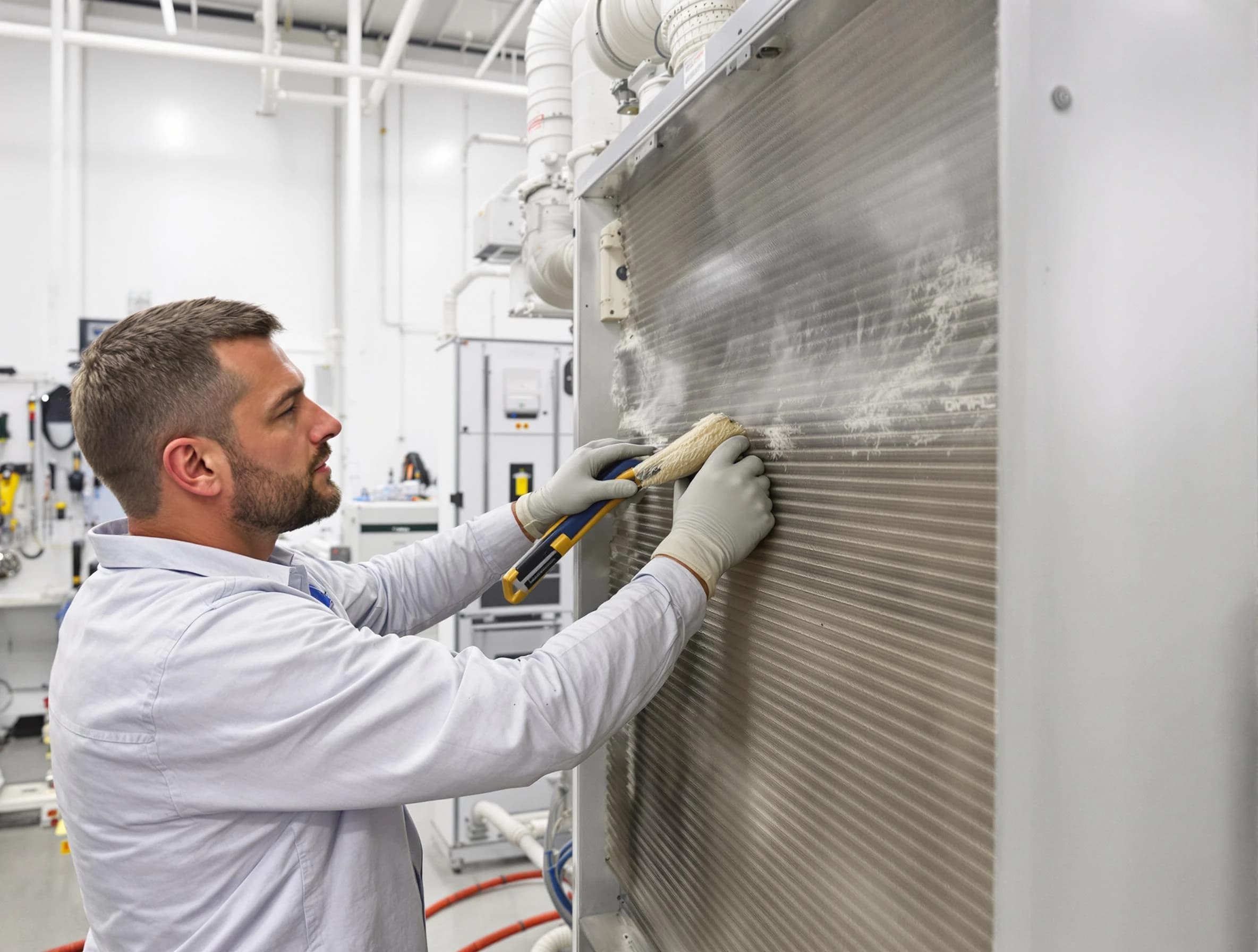 Gilbert Air Duct Cleaning technician performing precision commercial coil cleaning at a Gilbert business