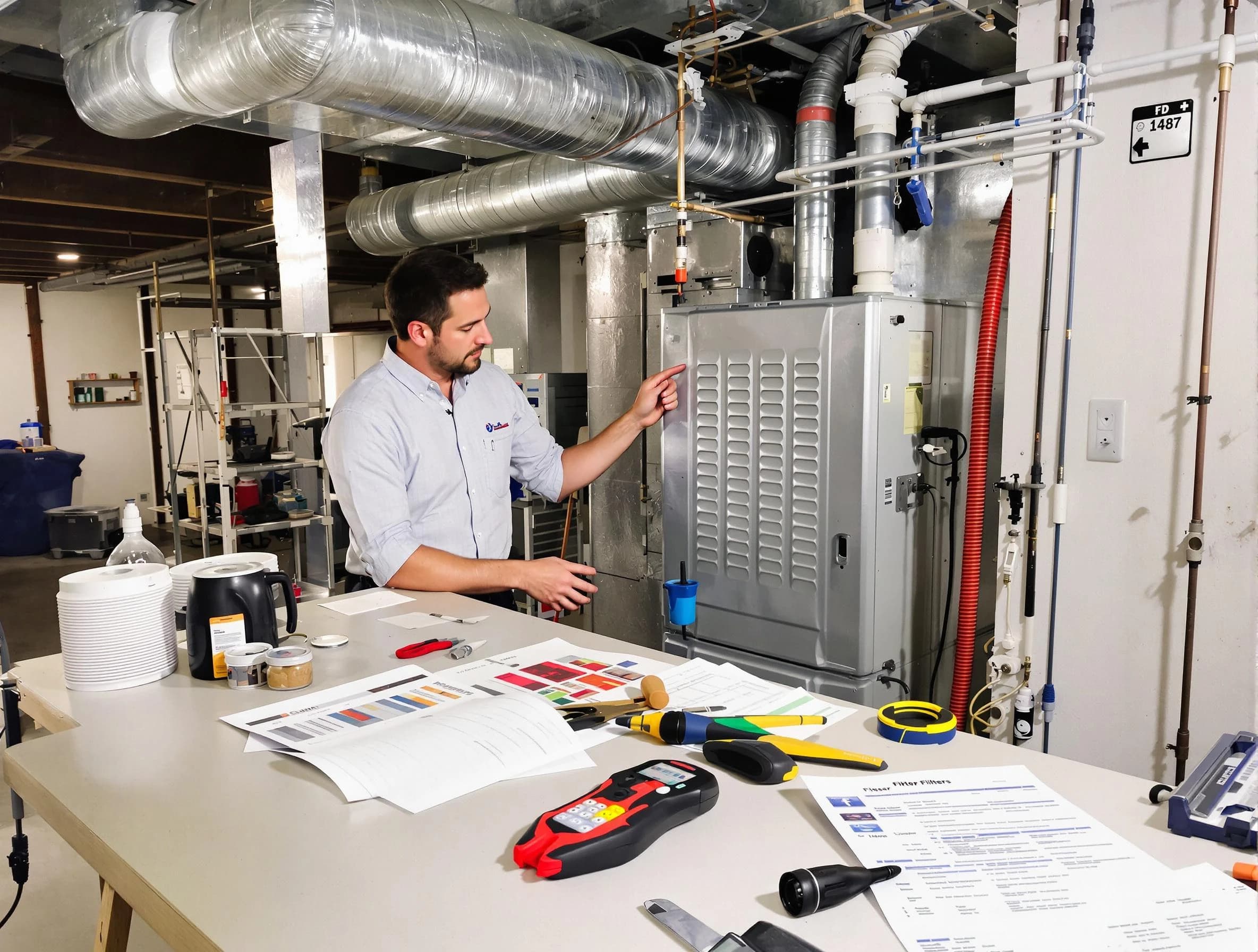 Gilbert Air Duct Cleaning inspector conducting detailed filter system evaluation using professional diagnostic tools in Gilbert