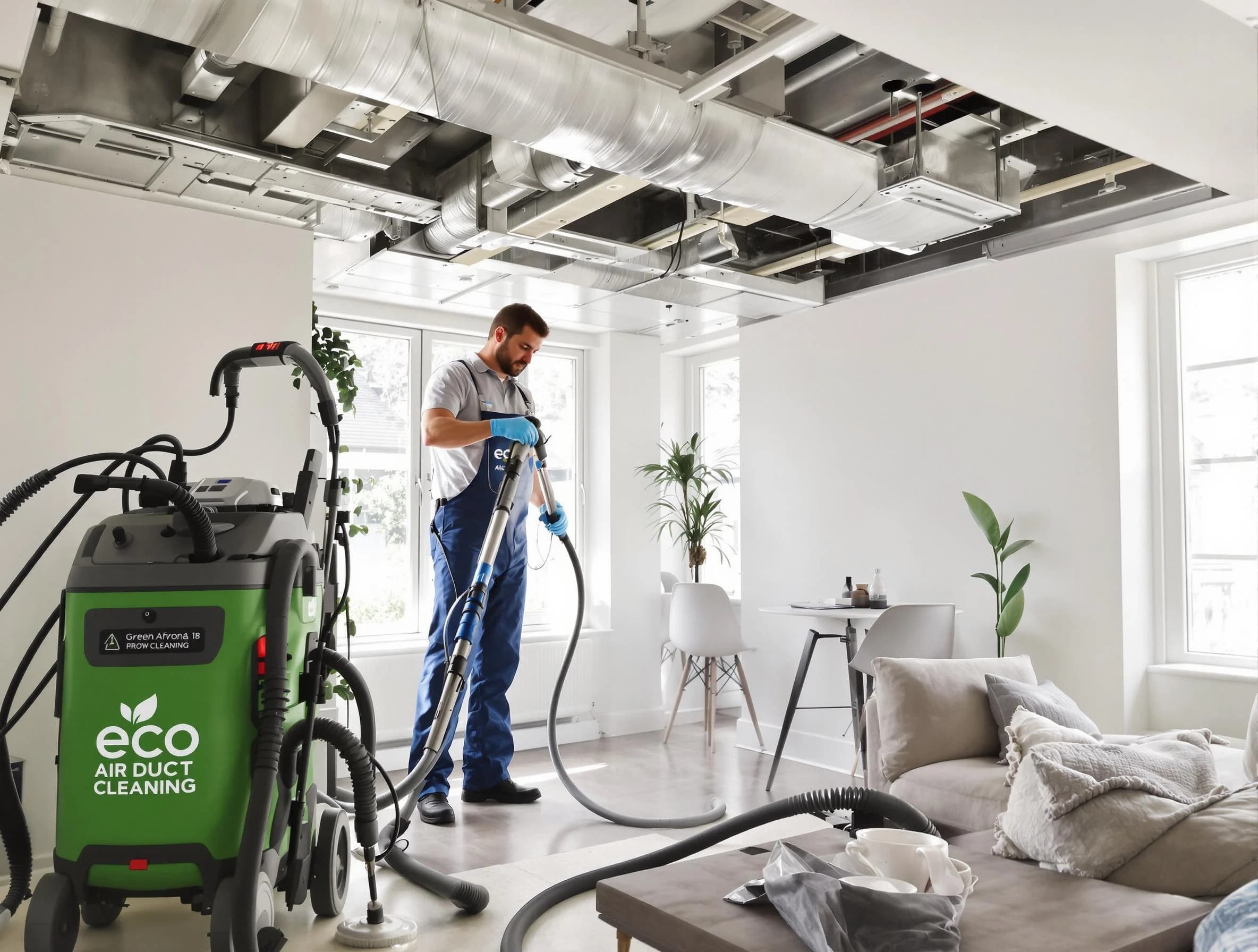 Gilbert Air Duct Cleaning technician performing eco-friendly duct cleaning using sustainable methods in Gilbert