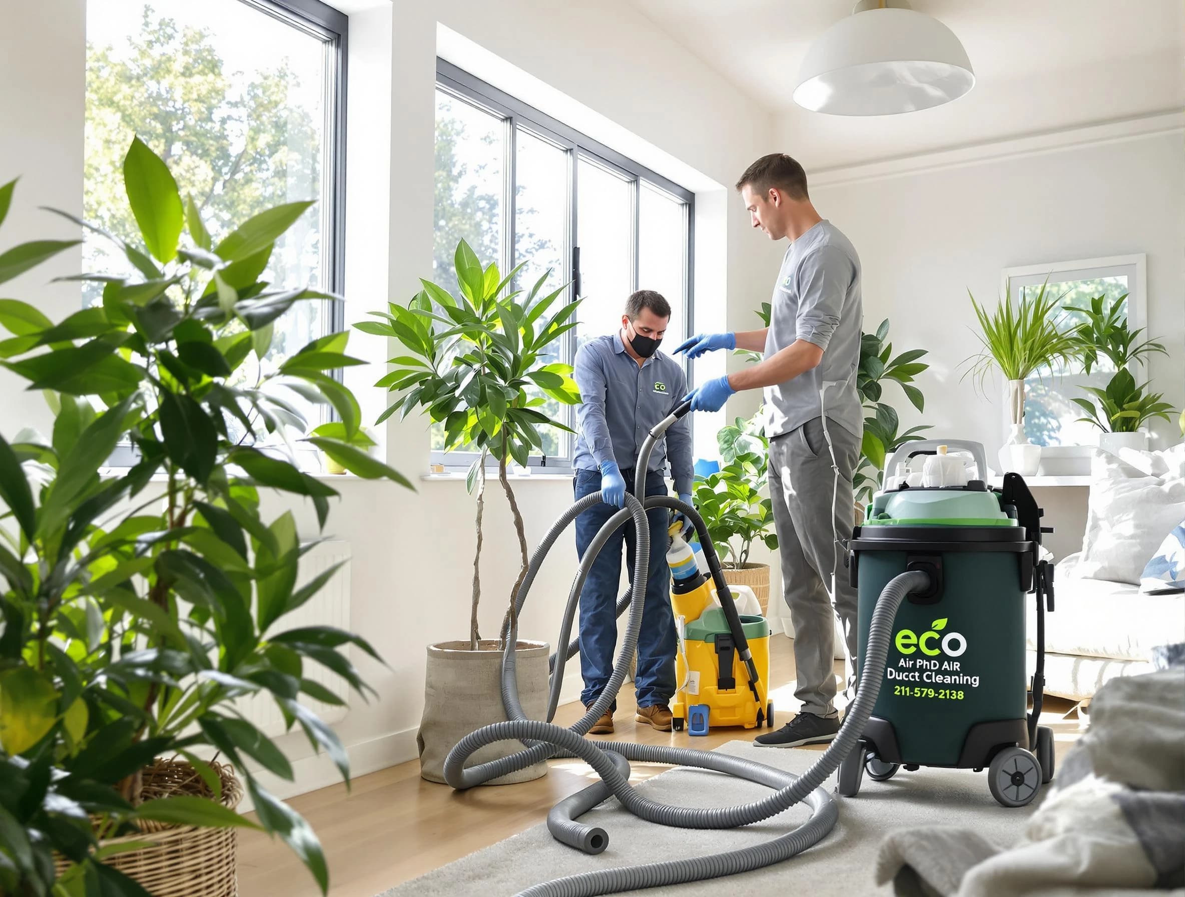 Gilbert Air Duct Cleaning technician performing eco-friendly duct cleaning using sustainable methods in Gilbert