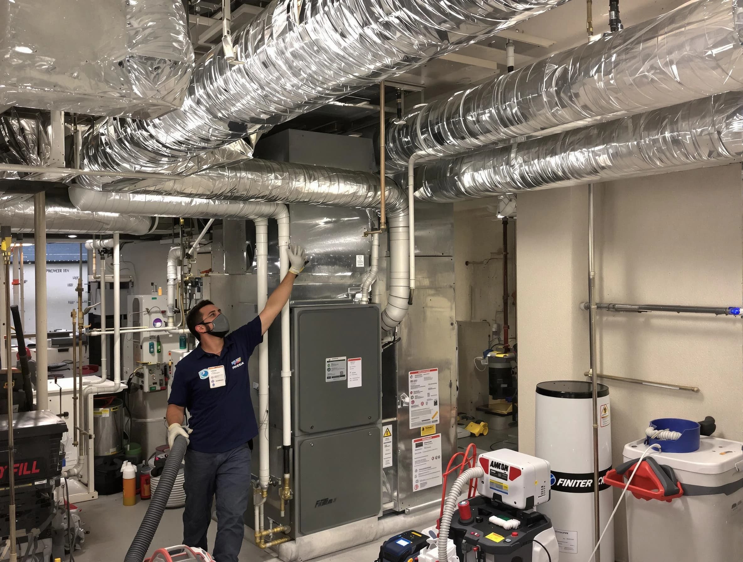 Gilbert Air Duct Cleaning specialist performing thorough furnace duct cleaning in a Gilbert residence