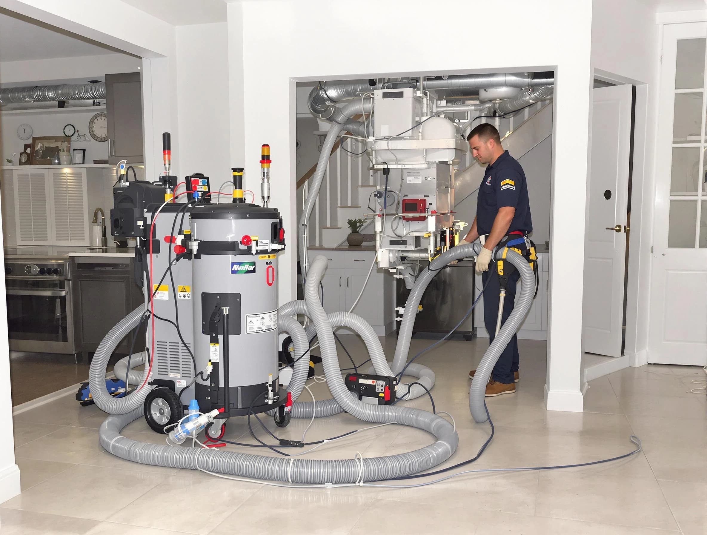 Gilbert Air Duct Cleaning technician operating negative pressure cleaning equipment for thorough duct maintenance in Gilbert