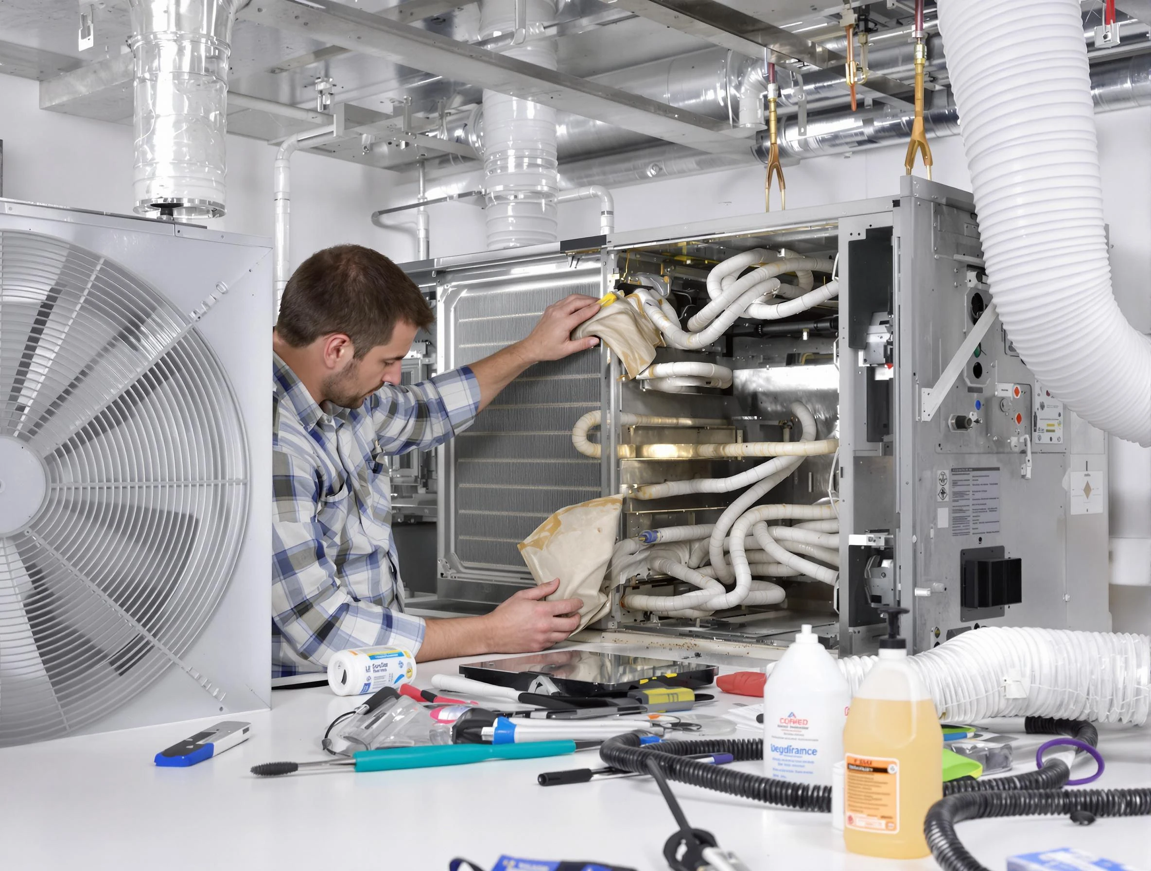 Gilbert Air Duct Cleaning specialist performing precision AC coil cleaning in Gilbert