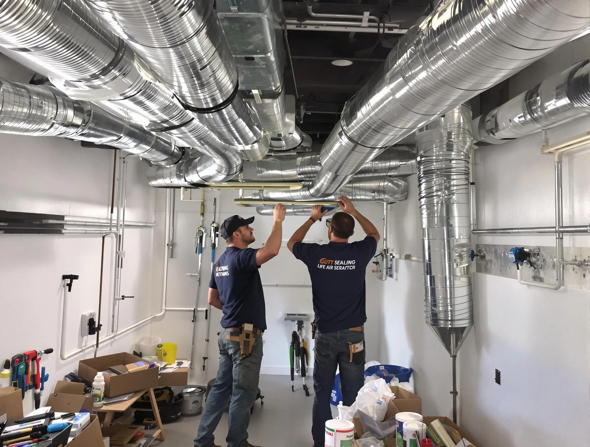 Gilbert Air Duct Cleaning technician applying professional duct sealing solutions in Gilbert