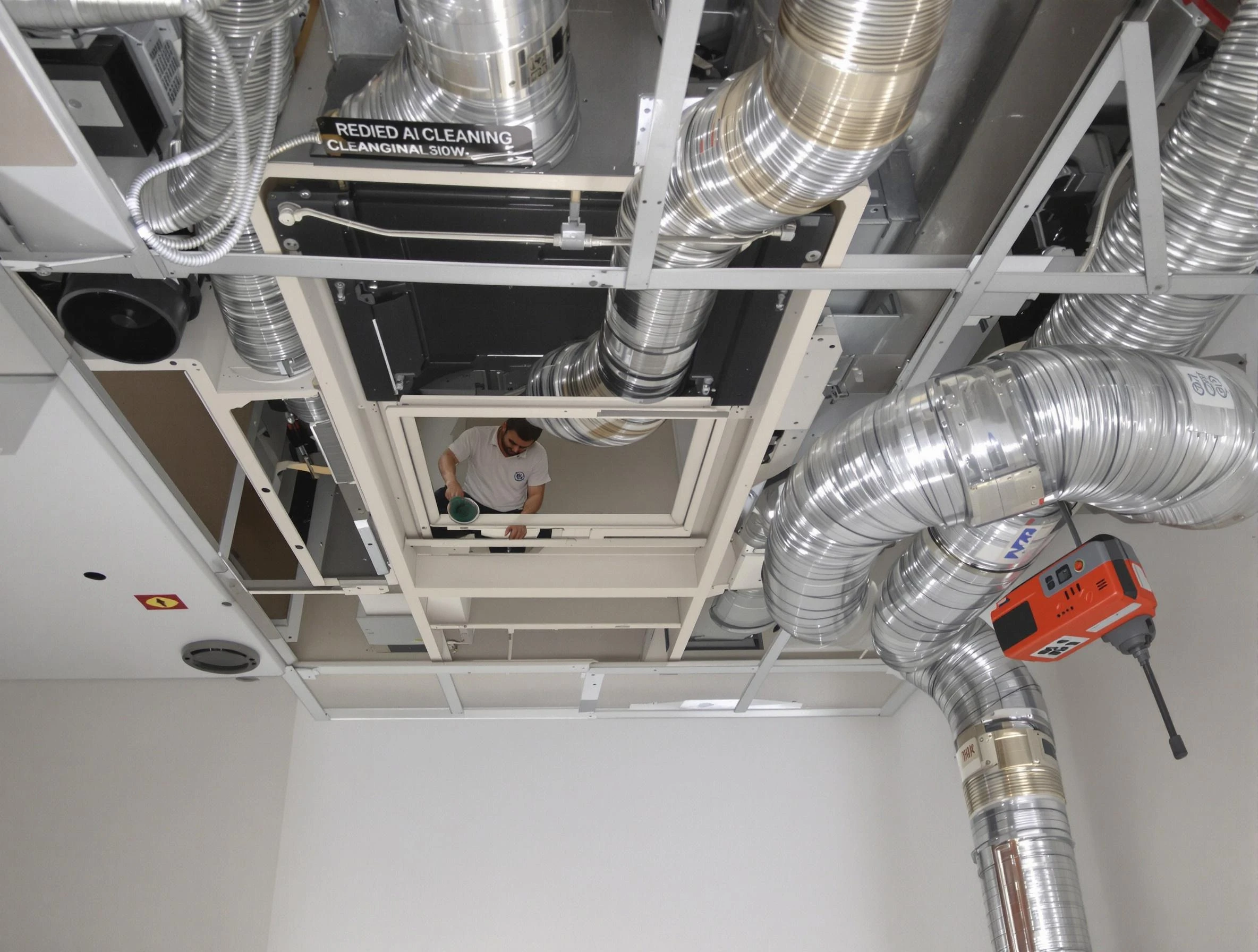 Gilbert Air Duct Cleaning technician performing detailed central duct system cleaning in Gilbert